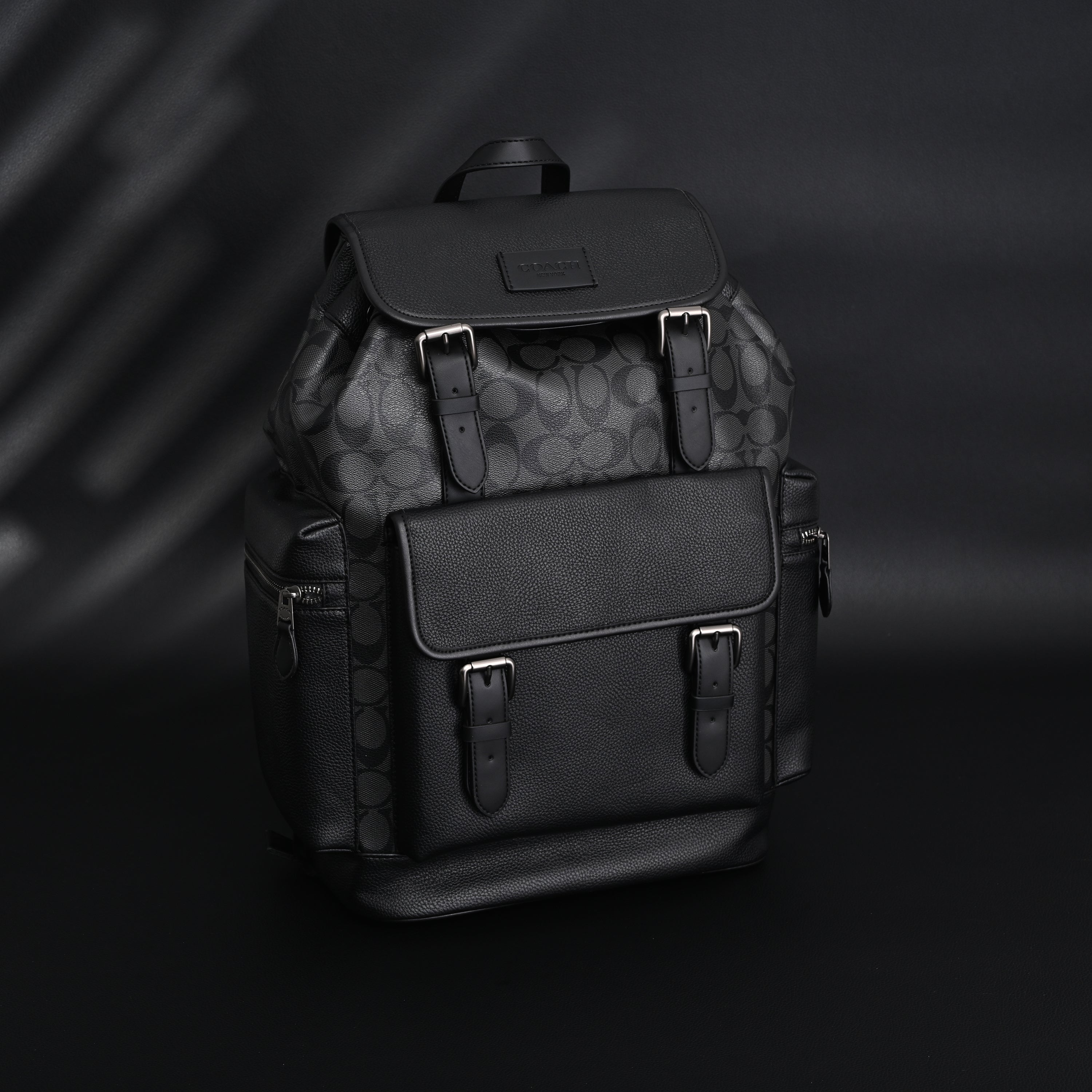 Coach Men’s Leather Backpack – Black Signature Canvas
